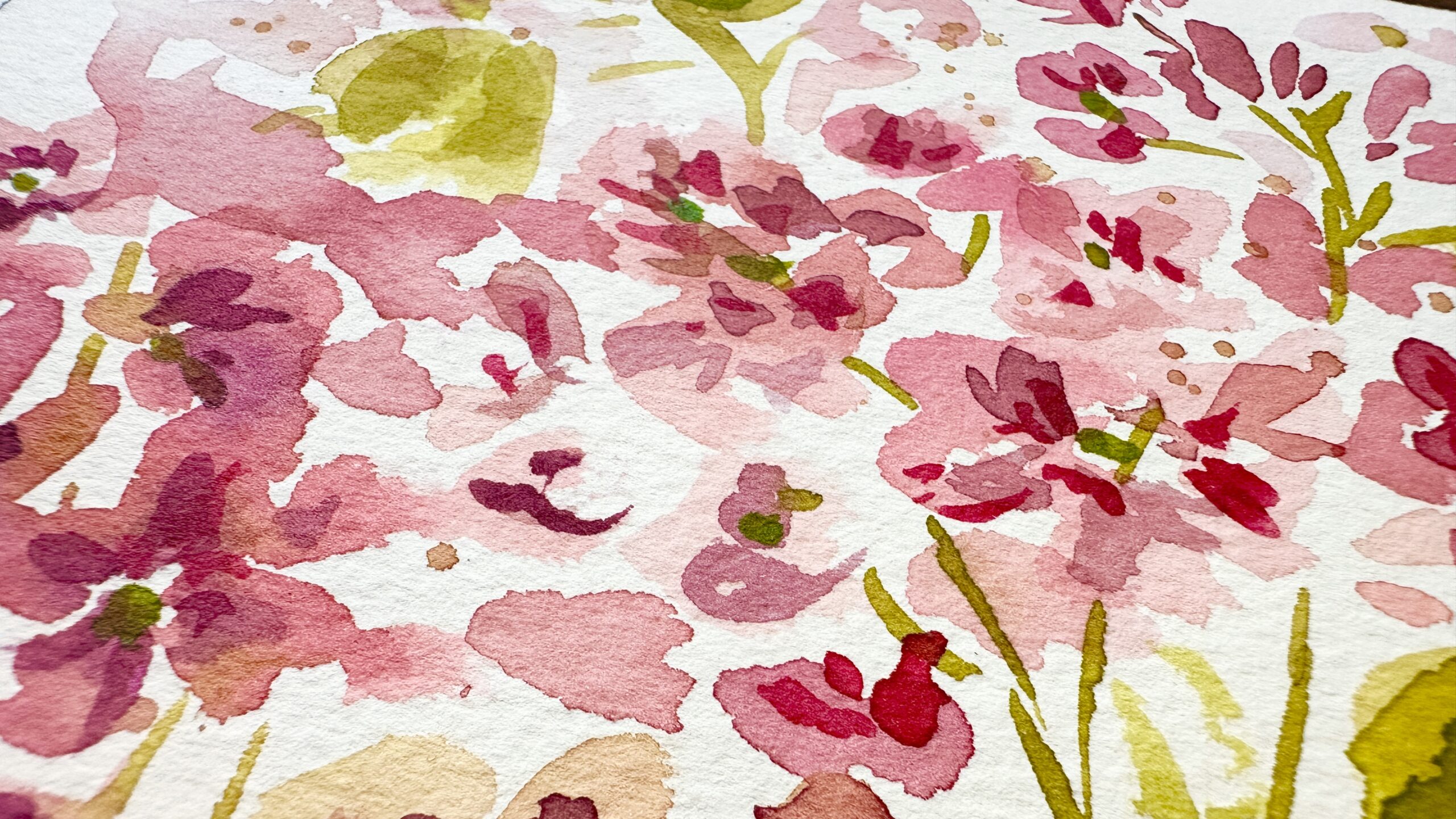 Loose pink watercolor flowers